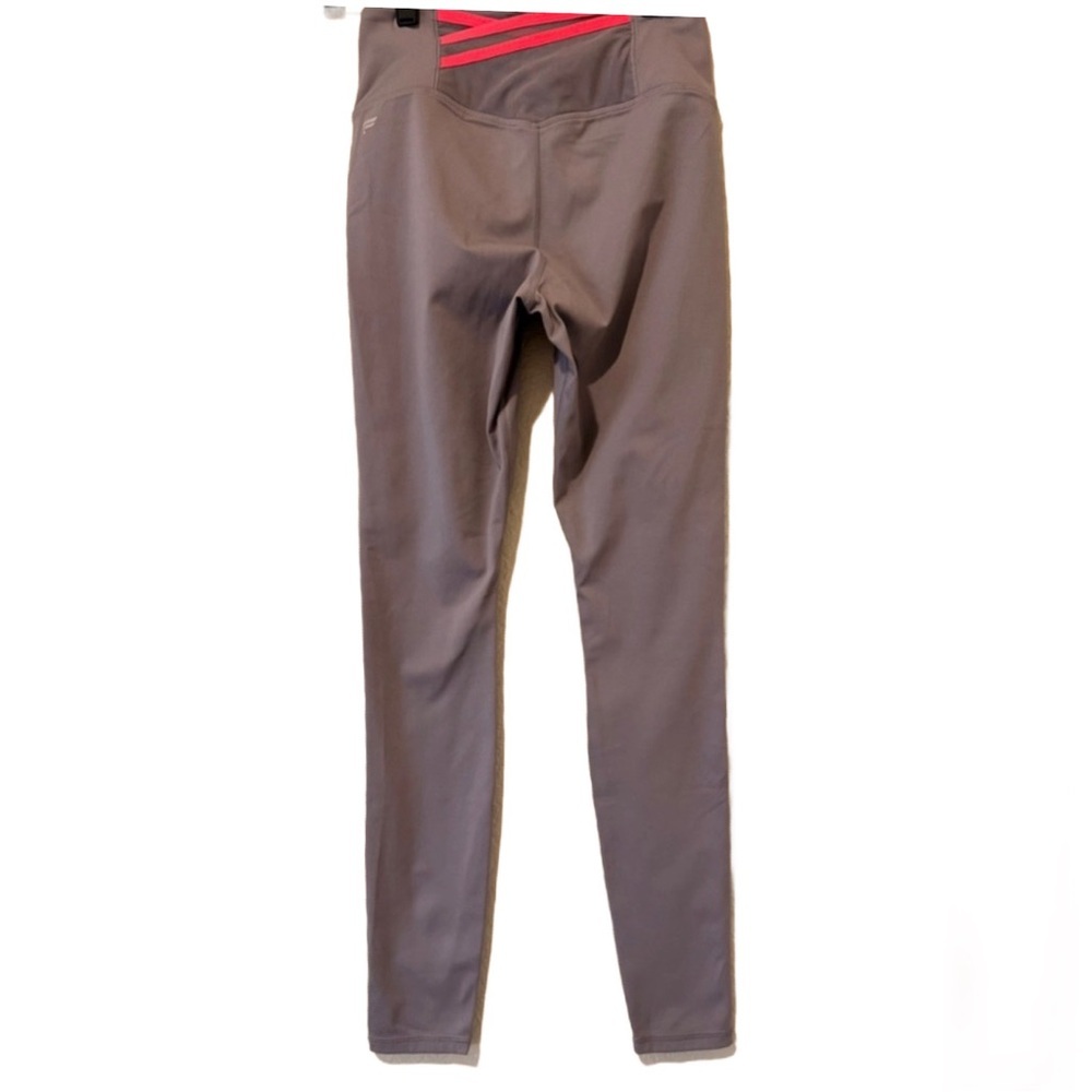 Fabletics Gray Leggings – High Waist Pink‎ Cross Accent + Stash Pocket Workout